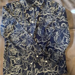 Vilebrequin Blue and White Octopus Kids Shirt